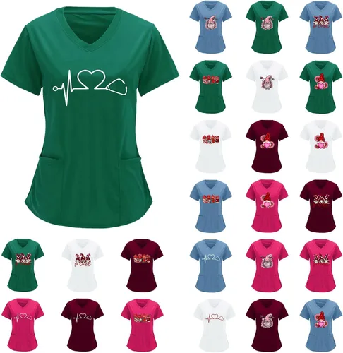 Vista 2 de Women's Top T Shirt Casual V Neck Short Sleeve T Shirt Top Casual Summer Blouse Outer Wear Women Tees & Blouses Tunic Tops