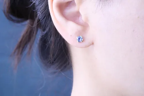 Vista 5 de Gin & Grace Aretes de tanzanita genuina de oro amarillo de 10 quilates para mujer Joyería de tanzanita con forma ética, auténtica y orgánica