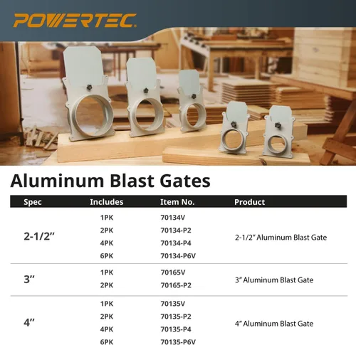 Vista 8 de POWERTEC 70134-P4 - Puerta de aluminio de 2-1/2 pulgadas para colector de polvo, accesorios de recolección de polvo, paquete de 4