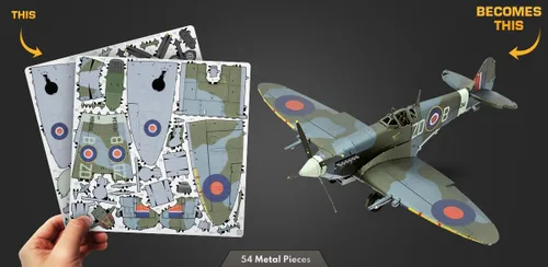 Vista 4 de Fascinations Metal Earth Supermarine Spitfire Color 3D Kit de modelo de metal con pinzas