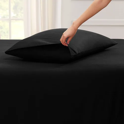 Vista 4 de Juego de sábanas de lujo Juego de cama de lujo, bolsillo extra profundo Juego de sábanas ajustable, sábana de arriba y 2 fundas de almohada, ropa