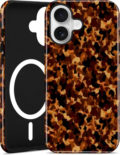Vista 108 de Jusy Compatible con MagSafe Brown Tortoise Shell Print Phone Case para iPhone 7/8/SE, funda protectora magnética de lujo de TPU suave