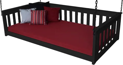Vista 3 de Pine Twin Mission - Sofá cama colgante con cadena, color negro