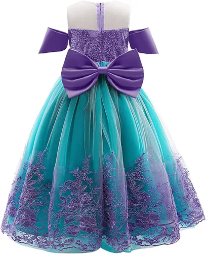 Vista 2 de Disfraz de sirena para niñas vestido de princesa fiesta de cumpleaños Halloween Navidad carnaval cosplay traje