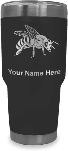 Vista 28 de LaserGram Vaso aislado al vacío de 20 onzas, abeja miel, grabado personalizado incluido (negro)