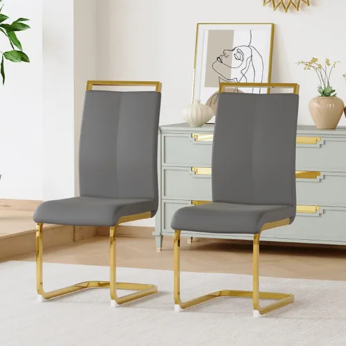 Vista 16 de gopop Juego de sillas de comedor, sillas modernas de metal con asiento acolchado de piel sintética, respaldo alto y patas cromadas resistentes, Negro