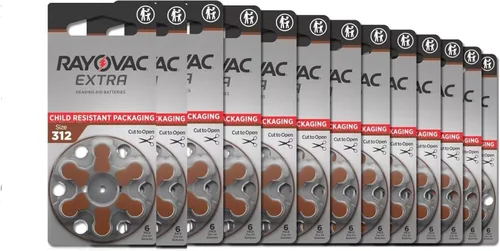 Vista 2 de Rayovac Tamaño 312 Baterías extra avanzadas sin mercurio para audífonos (80 baterías)