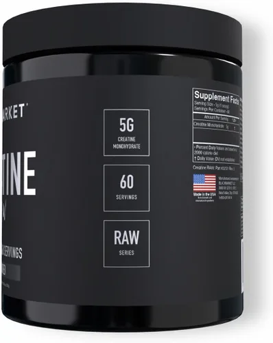 Vista 2 de BLACKMARKET RAW Creatine - Mezcla de bebida en polvo de entrenamiento para hombres y mujeres, mejora el tamaño muscular, la fuerza, la definición
