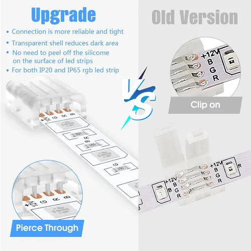 Vista 5 de Conectores de tira LED de 4 pines y tira al puente del controlador para 0.394 in de ancho 2835 5050 LED RGB tira de luz