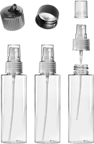 Vista 9 de VViViD Botellas vacías de plástico transparente sin BPA de 4 onzas con tapa giratoria, tapa de pulverización de niebla y tapa de boquilla abatible