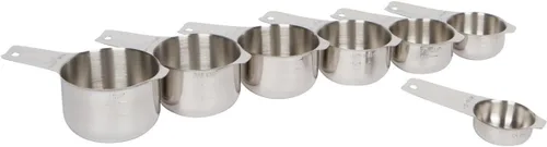 Vista 4 de Juego de tazas medidoras de acero inoxidable de grado profesional de 7 piezas i Kito