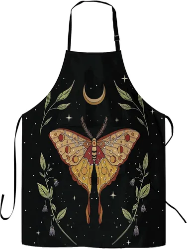 Vista 12 de Delantal, delantal con cuello ajustable para mujer, adecuado para el hogar, cocina, delantal de cocina Café Doodle