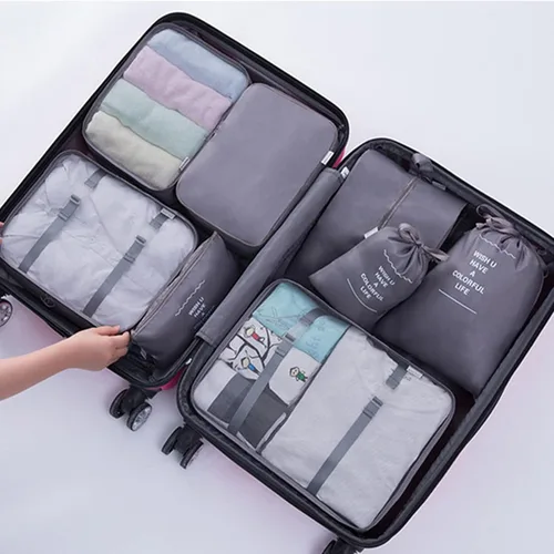 Vista 6 de 9 organizadores de equipaje de viaje, organizadores de equipaje para maleta, cubos de viaje para maleta, bolsa esencial de viaje ligera con bolsa