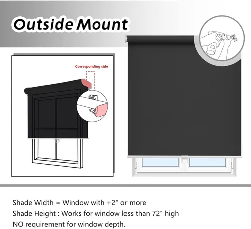 Vista 6 de AOSKY Persianas enrollables opacas para ventanas, sin cordones, para oscurecer la habitación, con aislamiento térmico, fácil de instalar