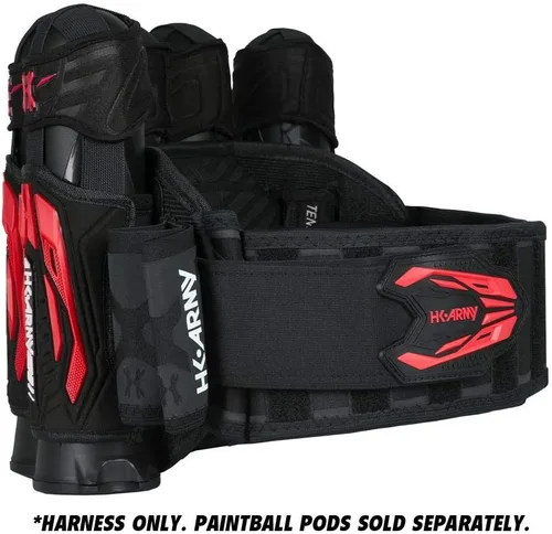 Vista 2 de HK Army Zero G 2.0 - Arnés de paintball (4+3 cápsulas), color negro y rojo