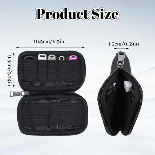 Vista 2 de Ouligay Estuche organizador para unidad flash USB, 10 ranuras, soporte USB, bolsa de almacenamiento portátil para pulgar, caja negra