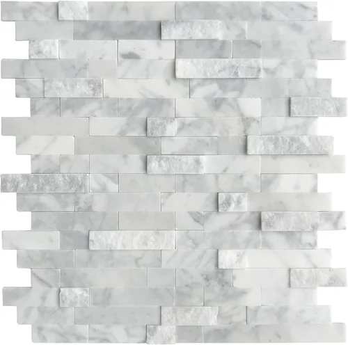 Vista 13 de SUNWINGS Mosaico de 5 hojas de azulejos de mármol autoadhesivos de piedra natural 3D de 11.5 x 10.7 pulgadas, para salpicaduras de cocina, baño
