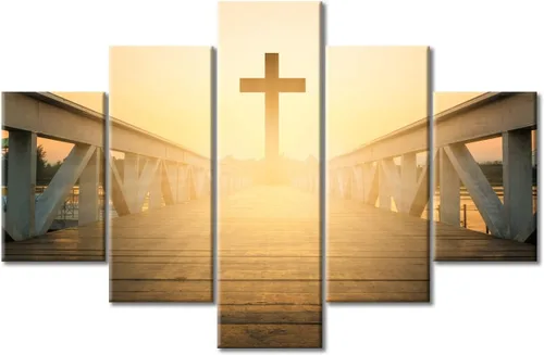 Vista 109 de TUMOVO Decoración de pared de iglesia cristiana de 3 paneles, imágenes de la resurrección de Jesús para sala de estar, dormitorio, cocina