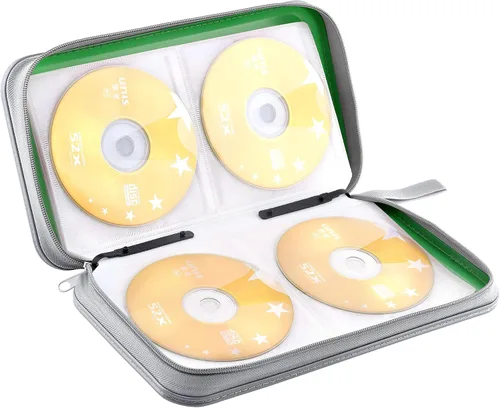 Vista 5 de Funda para CD, capacidad para 80 DVD, VCD, multimedia, Blu-ray, soporte para cartera, organizador de almacenamiento (verde)