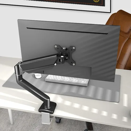 Vista 2 de Soporte de escritorio de brazo de monitor único para monitor de pantalla de 17-32 pulgadas, abrazadera de brazo de altura ajustable, rotación de 360