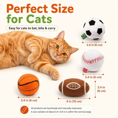 Vista 5 de Agape Juguetes para gatos 100% rellenos de hierba gatera y vid plateada, bolas interactivas para masticar y patear para gatos