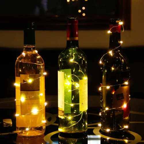 Vista 8 de Tira de luces led rutilantes con 20 luces de hadas led micro Cylapex, en cable de cobre revestido de plata de 3.3 pies, funciona con dos