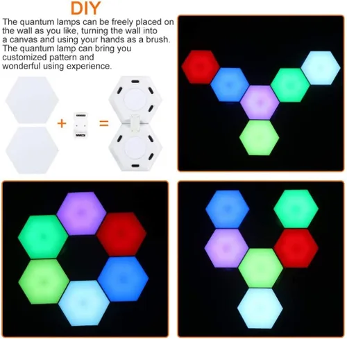 Vista 4 de QFFL Paneles de luz LED inteligentes hexágonos luces LED Paneles de luz LED multicolor triángulo panel USB a interfaz para conectar para el hogar