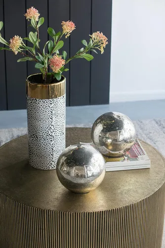 Vista 6 de A&B Home - Juego de 2 bolas decorativas de cristal plateado de 8 pulgadas para jarrón de mesa, centros de mesa, color plateado