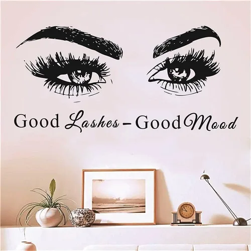 Vista 4 de Adhesivo para pared de ojos para decoración de interiores del hogar, pestañas de salón de belleza, pestañas para pared, calcomanía de cejas