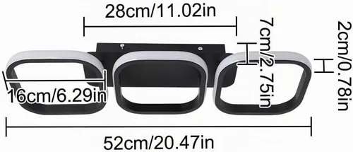 Vista 7 de Lámpara de techo cuadrada LED moderna - 33 W, 6000 K blanco frío, montaje empotrado para cocina, sala de estar, dormitorio y pasillo Negro-1