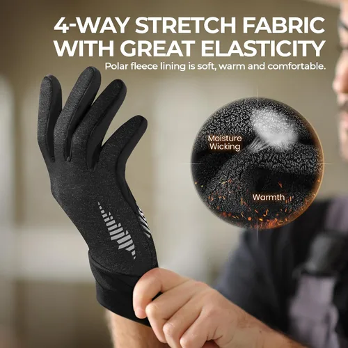 Vista 4 de rivmount Guantes ligeros de invierno para correr, pantalla táctil y forro térmico antideslizante, cálido guantes térmicos, clima fresco, conducción