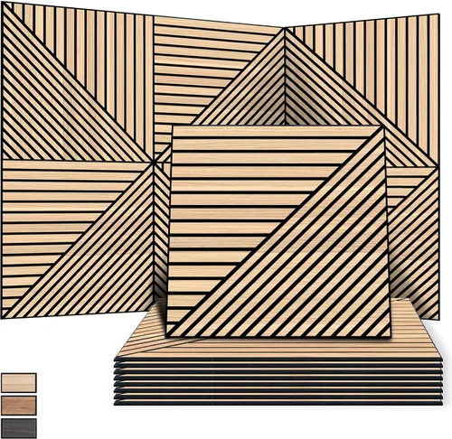 Vista 18 de WoveN SounD Paneles de pared acústicos, teca, paquete de 8, 23.6 x 23.6 pulgadas