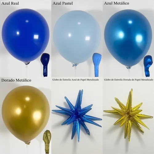 Vista 4 de Kit de guirnalda de arco de globos de oro azul con globos de estrella para decoración temática de superhéroes, decoración de cumpleaños para niños