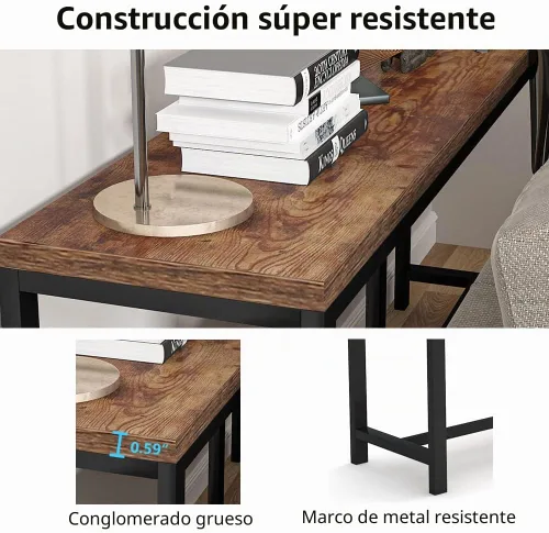 Vista 8 de Tribesigns - Mesa de consola extralarga de 70.9 pulgadas detrás del sofá, mesa de sofá de fácil montaje para espacios pequeños de sala de estar