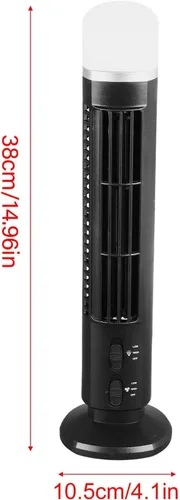 Vista 4 de Aramox Ventilador de torre oscilante, ventilador de torre sin aspas, ventilador de escritorio USB oscilante con luz para el hogar, dormitorio, Negro