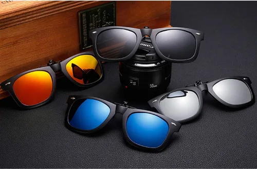 Vista 2 de OopsMi Polarized Clip-on Sunglasses Unisex Anti-Glare Driving Sunglasses With Flip Up for Prescription Glasses