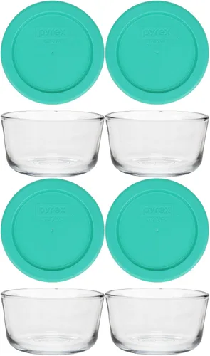 Vista 8 de Pyrex 7202 Cuencos de vidrio de 1 taza y tapas azul oscuro