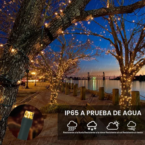 Vista 4 de Vimorg Guirnalda de luces solares para exteriores, paquete de 2 luces solares de Navidad de 79 pies, 200 LED, impermeables, con 8 modos