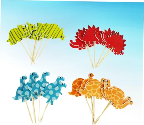 Vista 4 de 96pcs Dinosaur Cake Topper Paper Decor for Boys and Girls Party