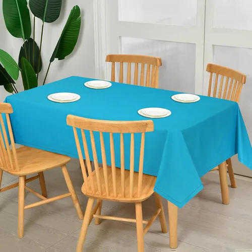 Vista 7 de RUVANTI Paño de Mesa de Lino de Algodón Rectangular 108x60 Pulgadas, Borde Clásico, Resistente a Manchas, Paño Lavable Perfecto para Cubrir Mesa