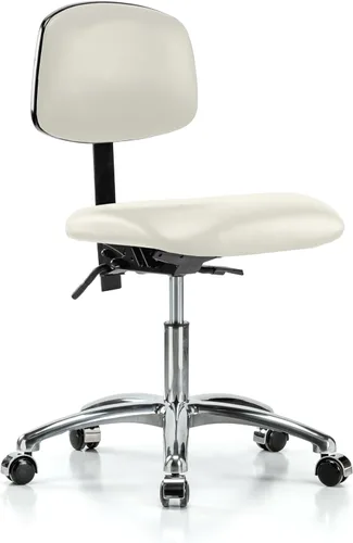 Vista 7 de Perch - Silla de laboratorio con ruedas cromadas con soporte de respaldo ajustable, altura del escritorio de 17 a 22 pulgadas, tela negra
