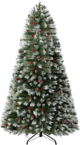 Vista 33 de Naomi Home - Árbol de Navidad realista preiluminado de 6.5 pies, 400 luces Con bisagras