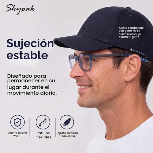 Vista 2 de SKYOAK Gafas de lectura progresivas deportivas extremadamente cómodas para hombre, 1.25x