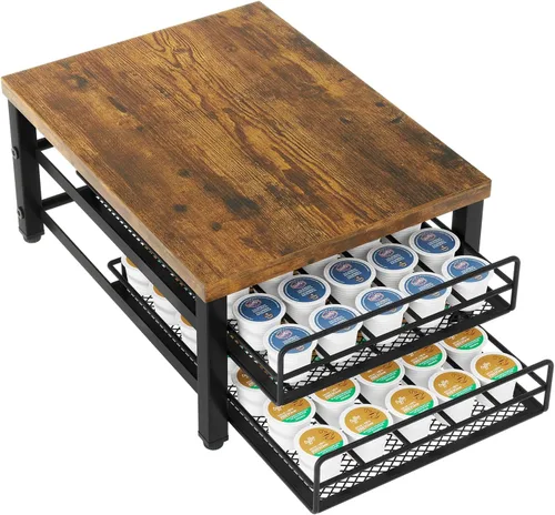 Vista 15 de IBUYKE Soporte de madera para cápsulas de café para K-Cup, capacidad de 35 Greige