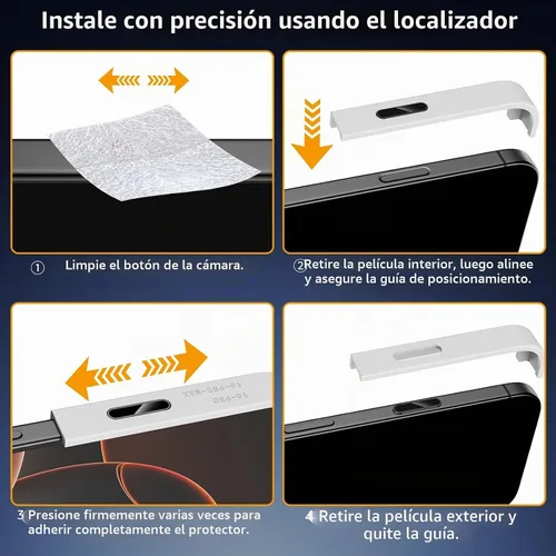 Vista 6 de Lkurui Paquete de 4 protectores de botón de control de cámara para iPhone 16 Pro/16 Pro Max/17 [estándar], cubierta de protección delgada Titanio