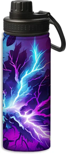 Vista 13 de Botella de agua aislada de acero inoxidable de doble pared con diseño de peonía roja y flor de peonía y pájaro de 18 onzas, botella de agua que
