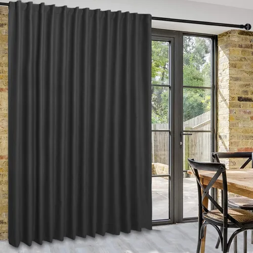 Vista 28 de DWCN Cortina opaca divisora de privacidad para puerta corrediza de patio, cortinas térmicas extra anchas con pestaña trasera y bolsillo para barra