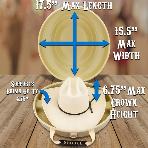 Vista 3 de CASEMATIX Caja de sombrero de vaquero y almacenamiento portátil para sombreros de vaquero para bordes de hasta 4.75 pulgadas, funda rígida