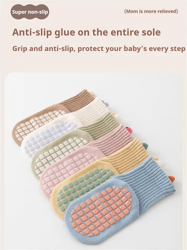 Vista 4 de Calcetines antideslizantes para bebés y niños pequeños, calcetines antideslizantes para recién nacidos, calcetines para el primer piso, 6 paquetes