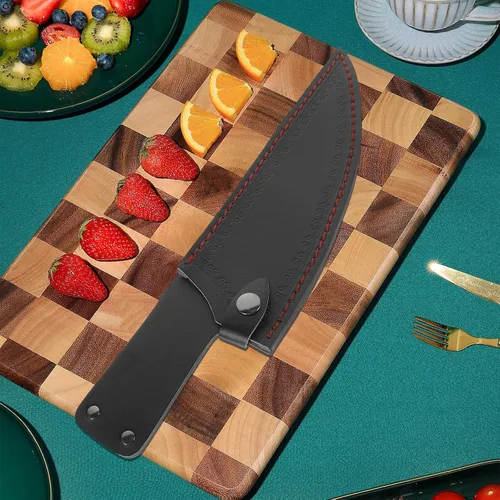 Vista 4 de CALLARON Funda de cuero para cuchillo de chef de 13 pulgadas, fundas portátiles para cuchillos, cubierta segura para cuchillos de chef, cubierta